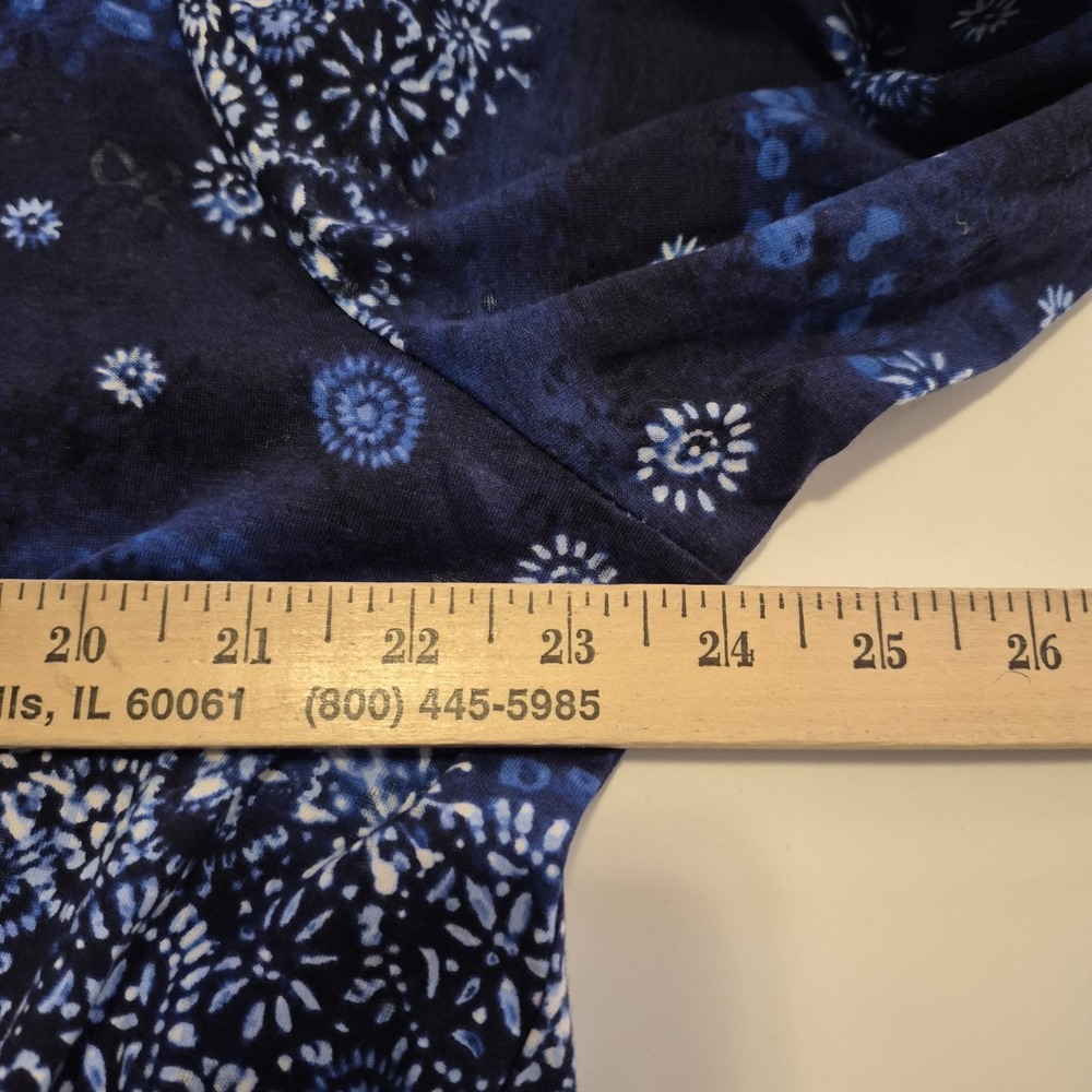 Westbound Woman 1X Blue Boho Bandana Print Long Sleeve Tunic Top - Picture 5 of 8